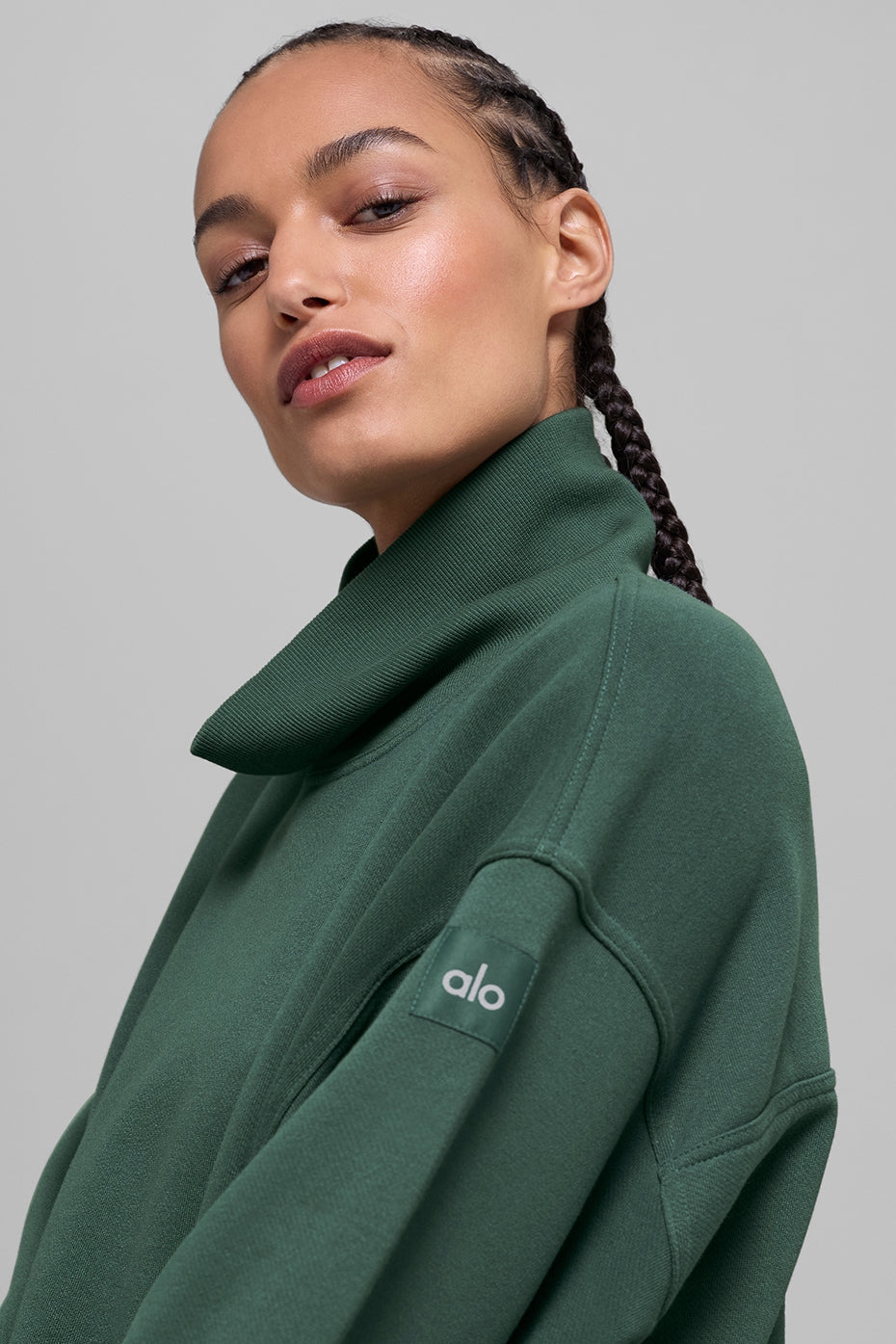 Hazy Mock Neck Pullover - Clover Green image 2