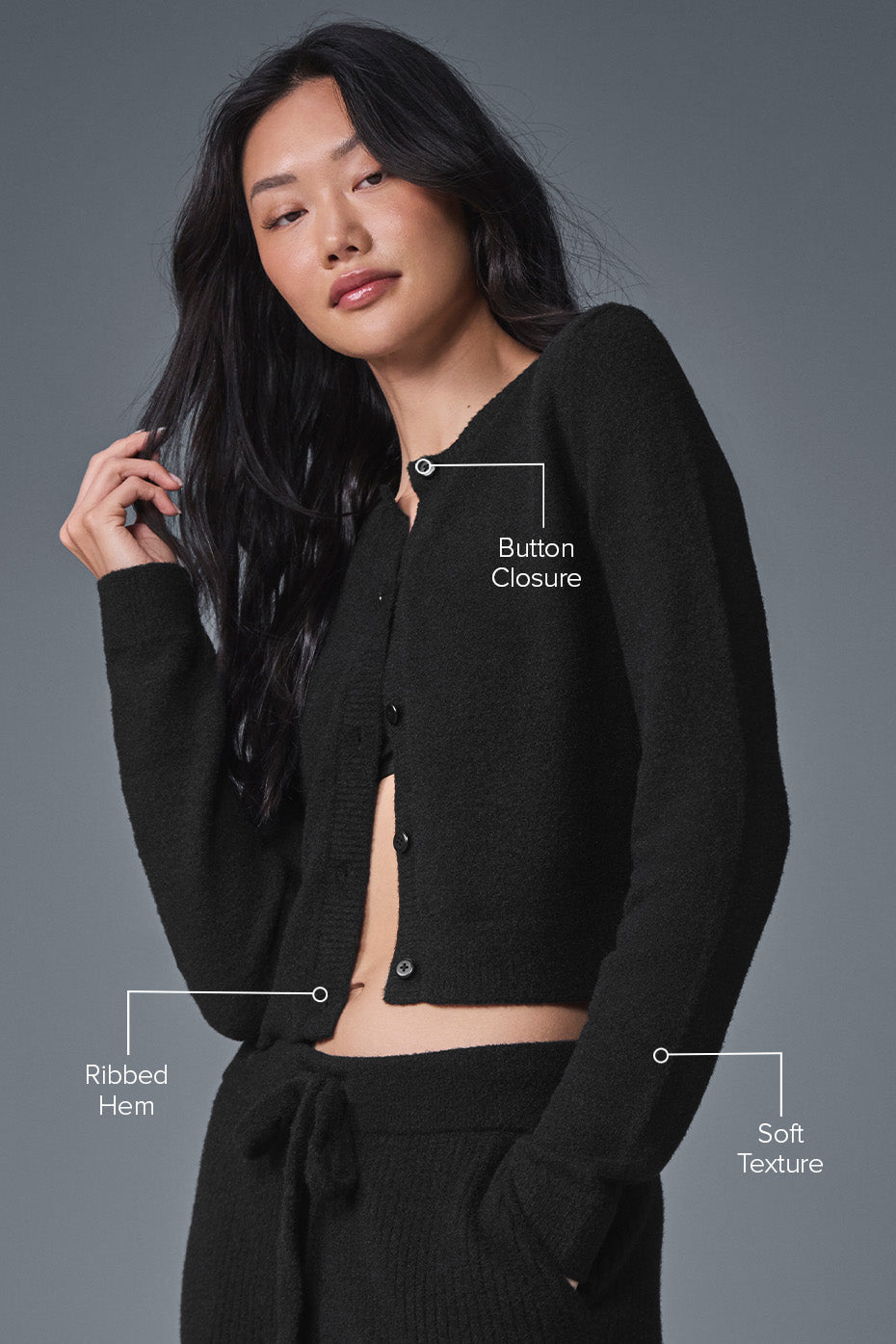 Snuggle Up Sweater Cropped Cardigan - Black image 2