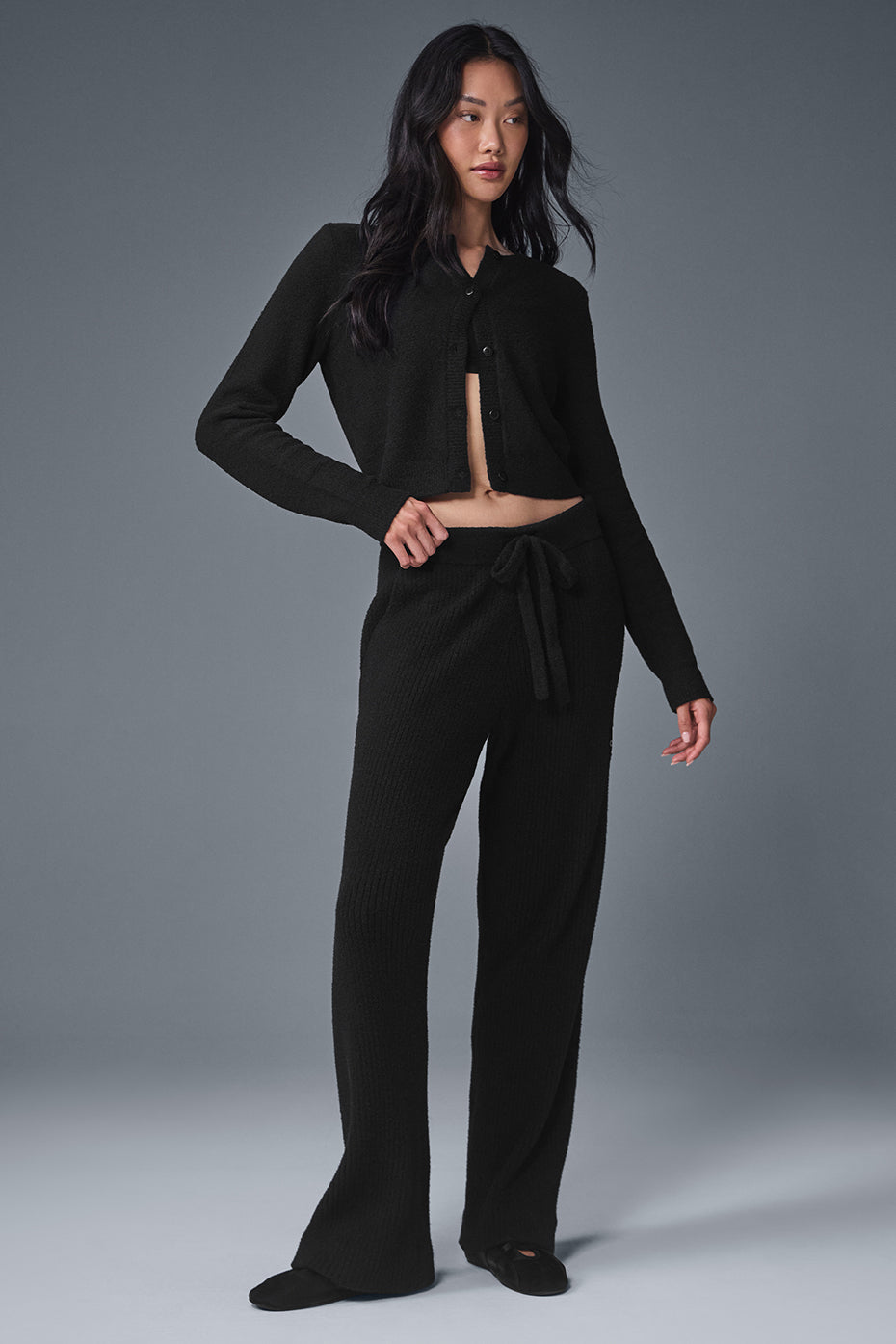 Snuggle Up Sweater Cropped Cardigan - Black image 4