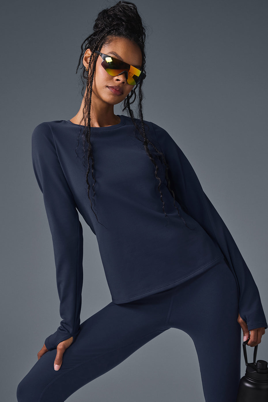 Airbrush Winter Warm Nocturne Long Sleeve - Navy image 1