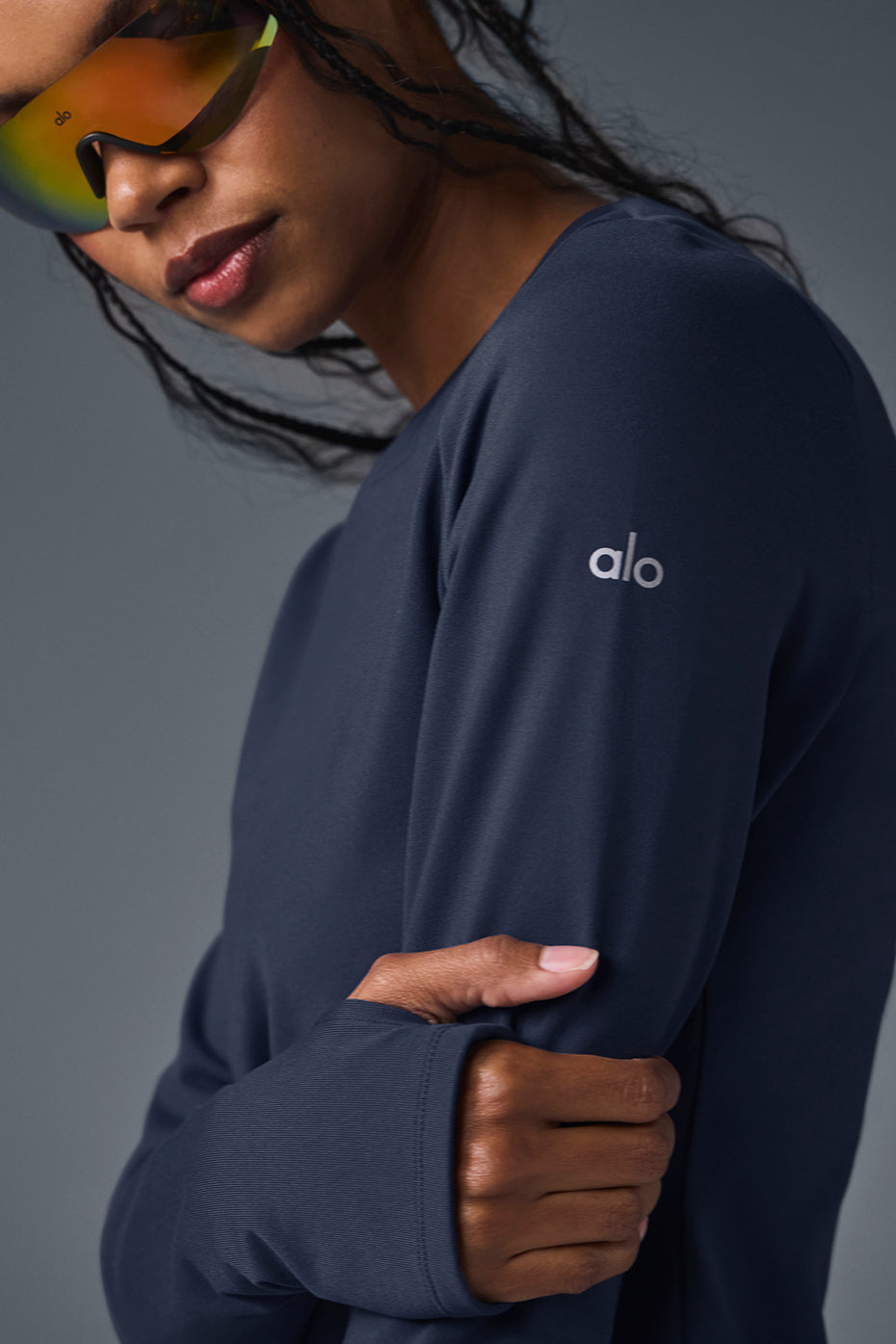 Airbrush Winter Warm Nocturne Long Sleeve - Navy image 5
