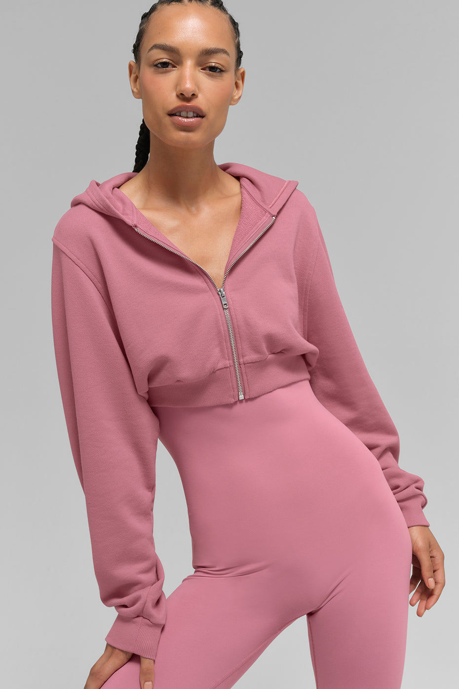 Sweet Escape Zip Up Hoodie - Pink Wild Rose image 2