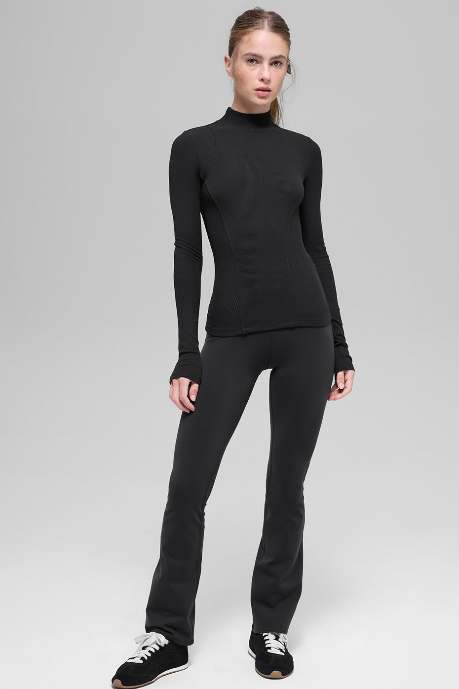 Ribbed Mesmerize Mock Neck Long Sleeve - Black image 4