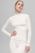 Ribbed Mesmerize Mock Neck Long Sleeve - Ivory image 1