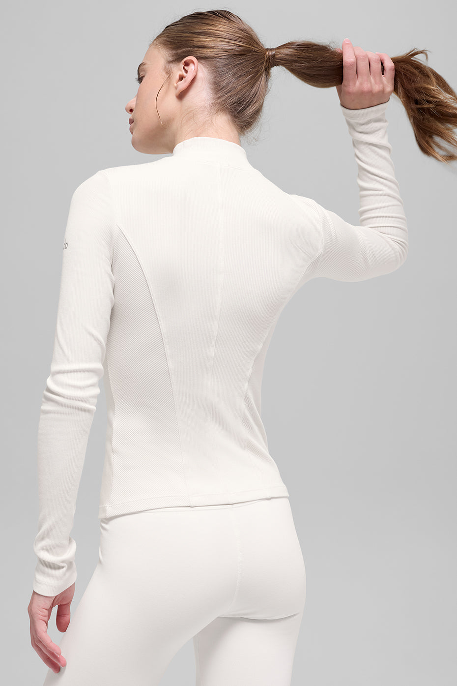 Ribbed Mesmerize Mock Neck Long Sleeve - Ivory image 3