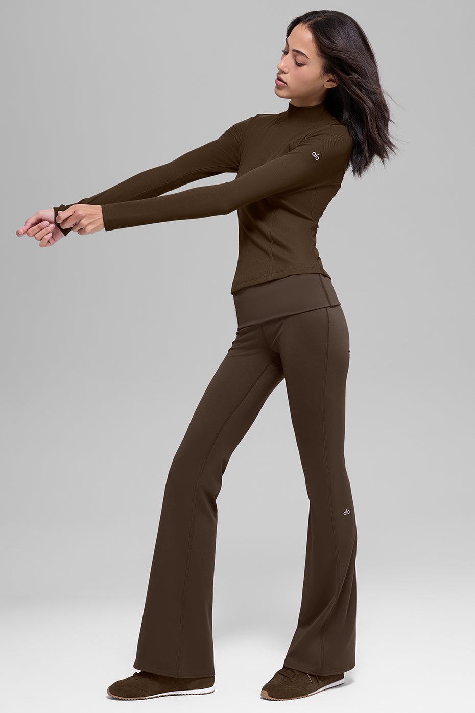 Ribbed Mesmerize Mock Neck Long Sleeve - Espresso image 4
