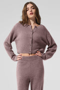 Cashmere Plush Waffle Cardigan - Mushroom Heather image 1