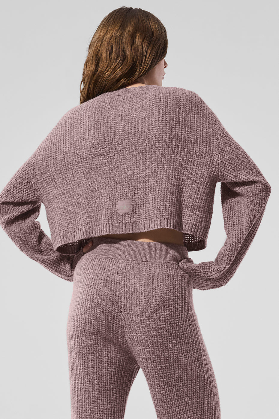 Cashmere Plush Waffle Cardigan - Mushroom Heather image 3