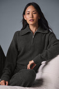Cashmere Plush Waffle 1/4 Zip Pullover - Dark Heather Grey image 1