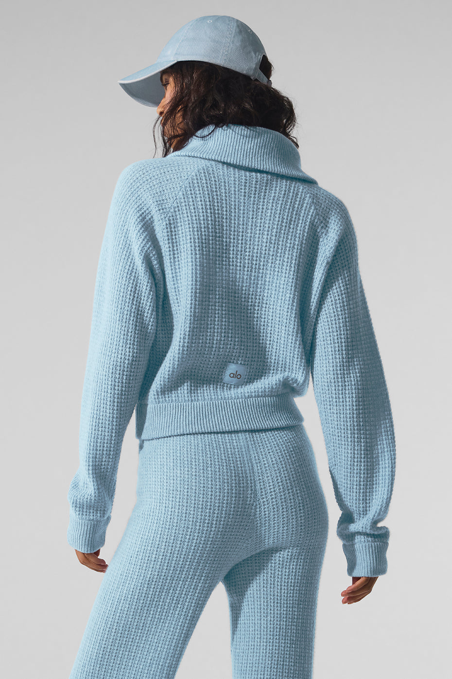 Cashmere Plush Waffle 1/4 Zip Pullover - Celestial Blue Heather image 4