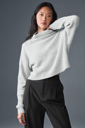 Cashmere Plush Waffle Turtleneck Pullover - Athletic Heather Grey image 1