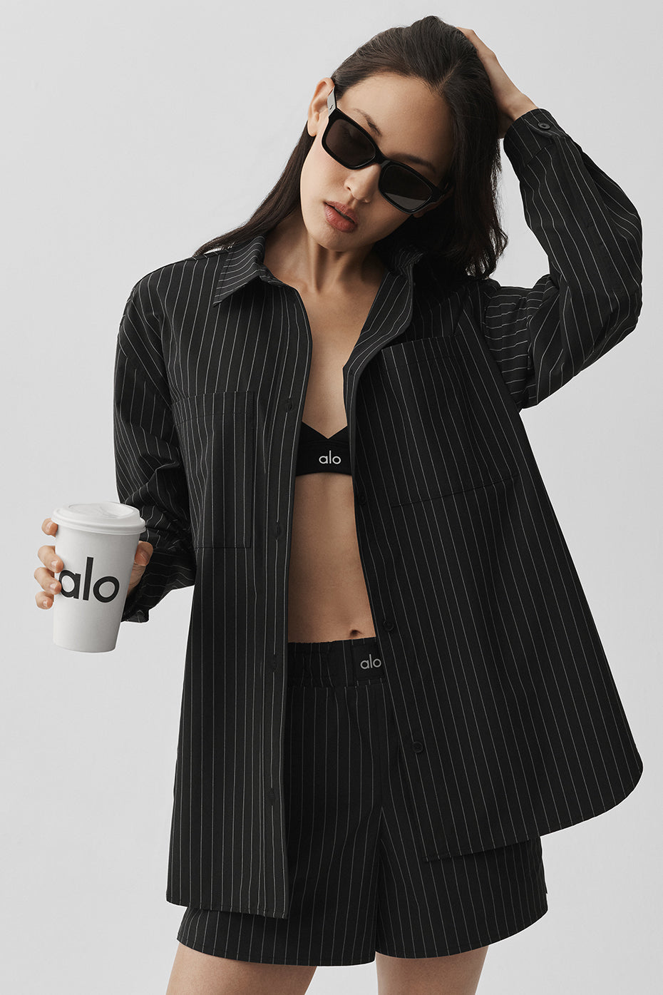 Pinstripe Daylight Button Down Long Sleeve - Black/Titanium image 1
