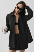 Pinstripe Daylight Button Down Long Sleeve - Black/Titanium image 1
