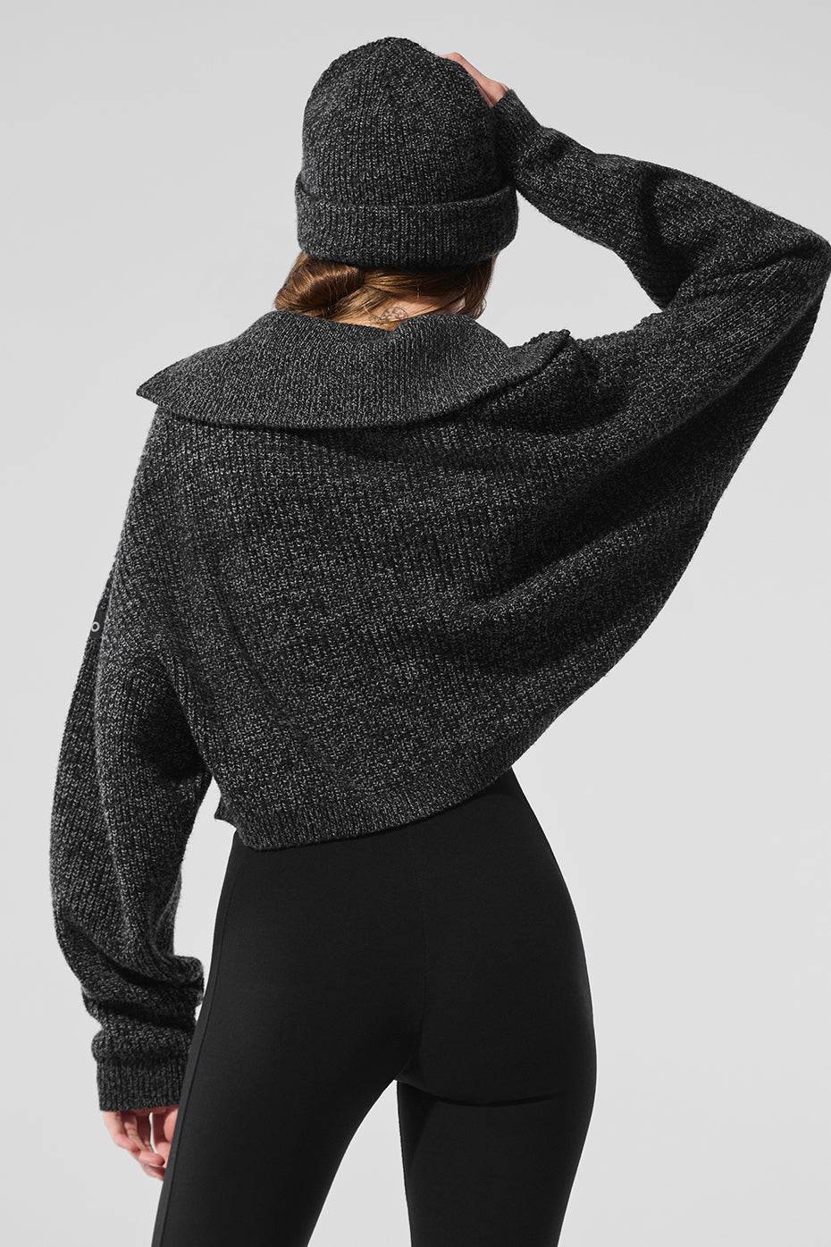 Marl Sweater 1/4 Zip Pullover - Black Marl image 4