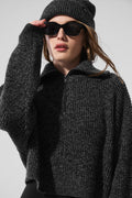 Marl Sweater 1/4 Zip Pullover - Black Marl image 1
