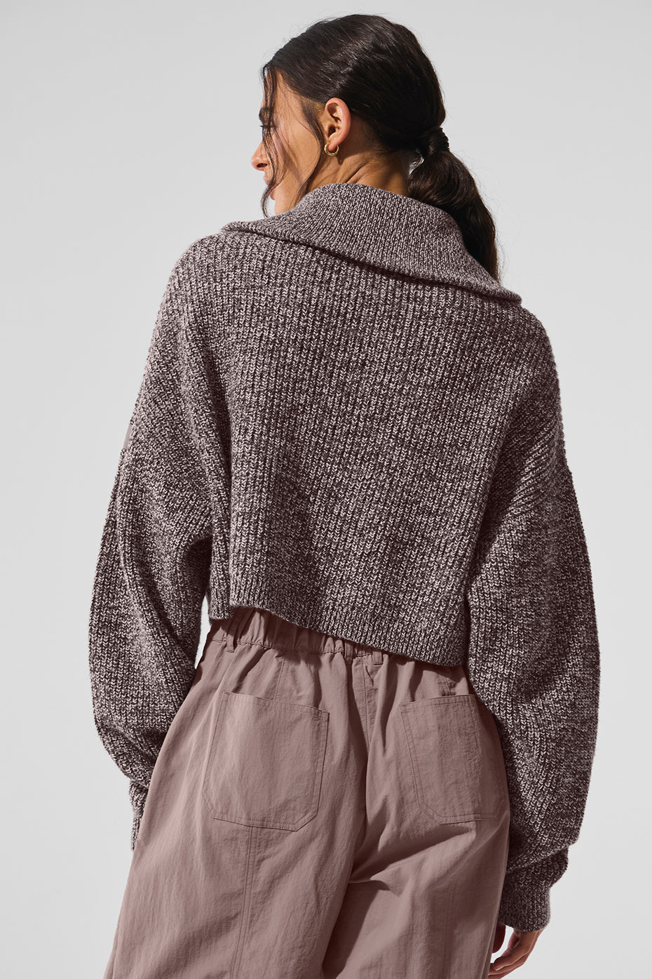 Marl Sweater 1/4 Zip Pullover - Mushroom Marl image 3