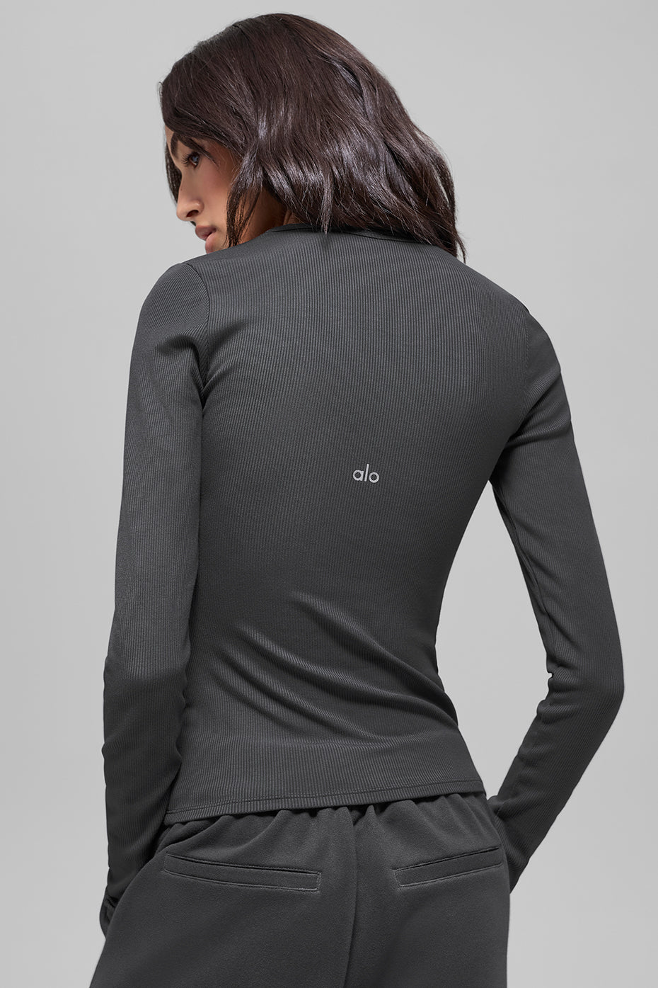 Ribbed Modal Long Sleeve - Anthracite image 4