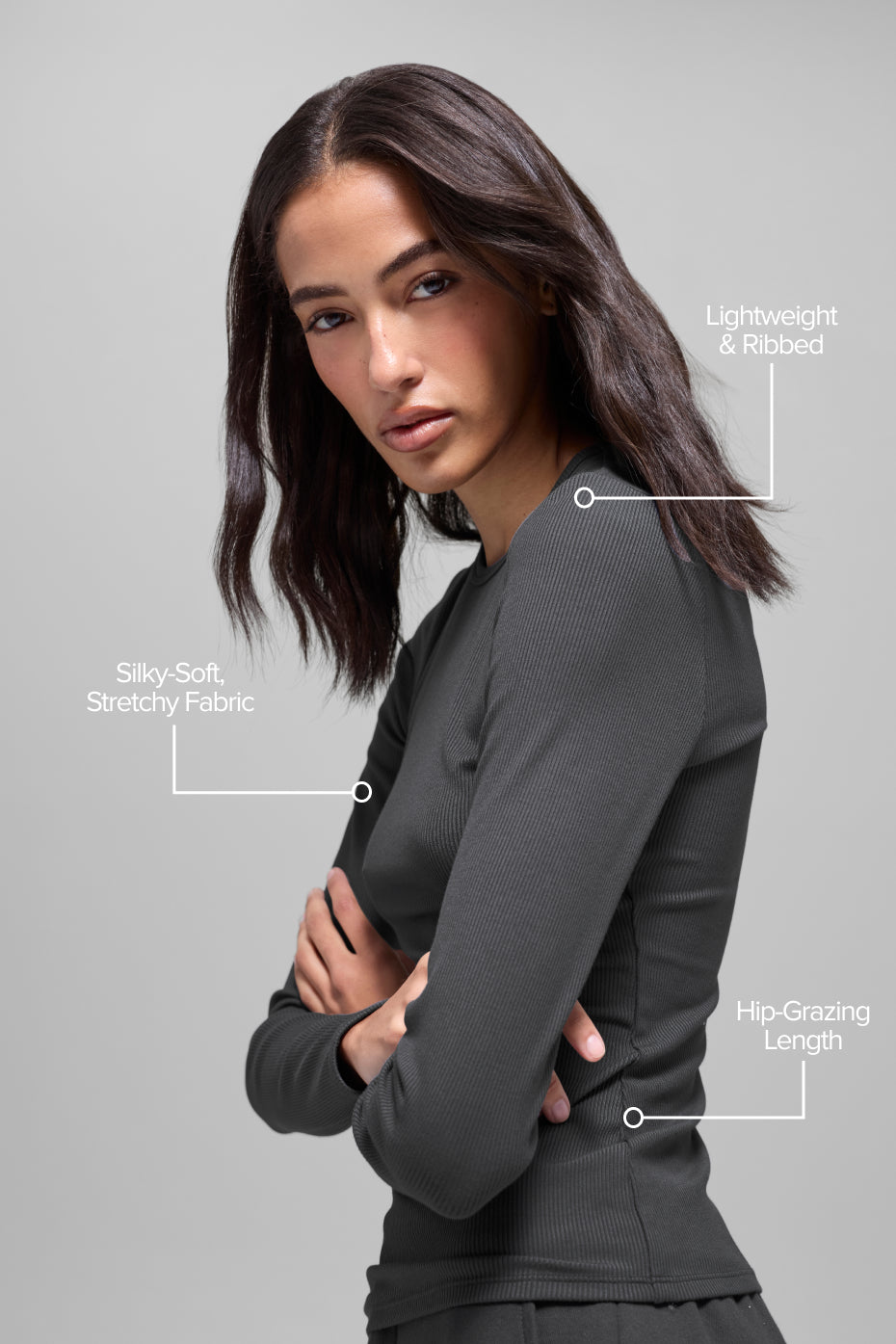 Ribbed Modal Long Sleeve - Anthracite image 2