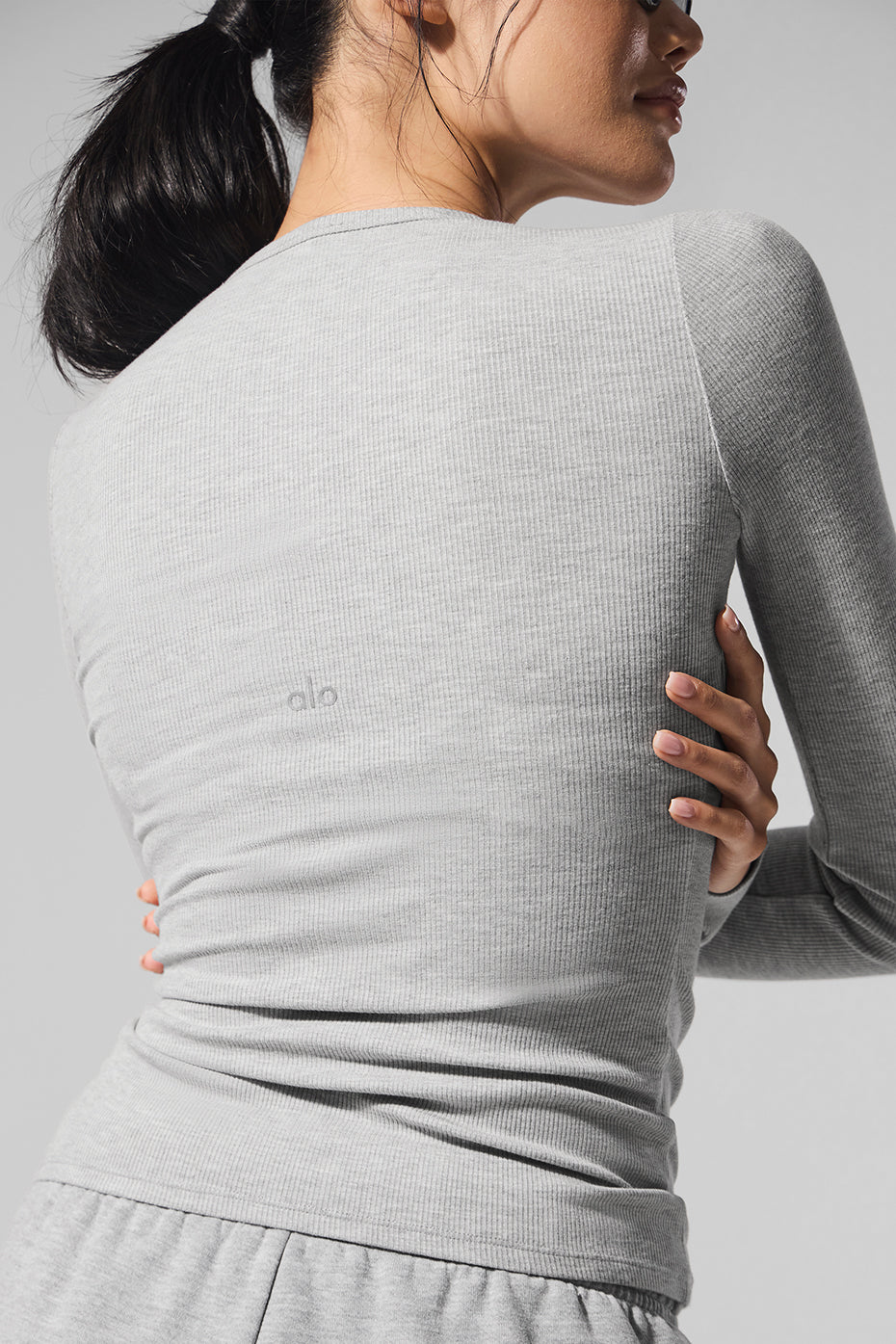 Ribbed Modal Long Sleeve - Athletic Heather Grey image 4