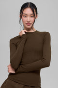 Ribbed Modal Long Sleeve - Espresso image 1