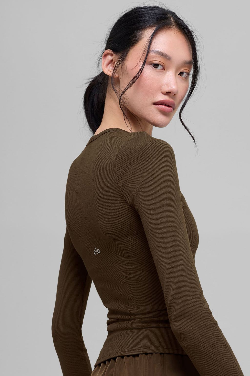 Ribbed Modal Long Sleeve - Espresso image 3
