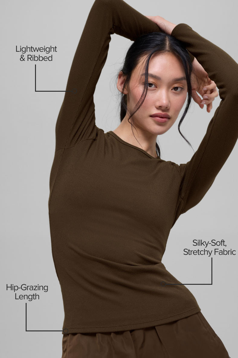 Ribbed Modal Long Sleeve - Espresso image 2