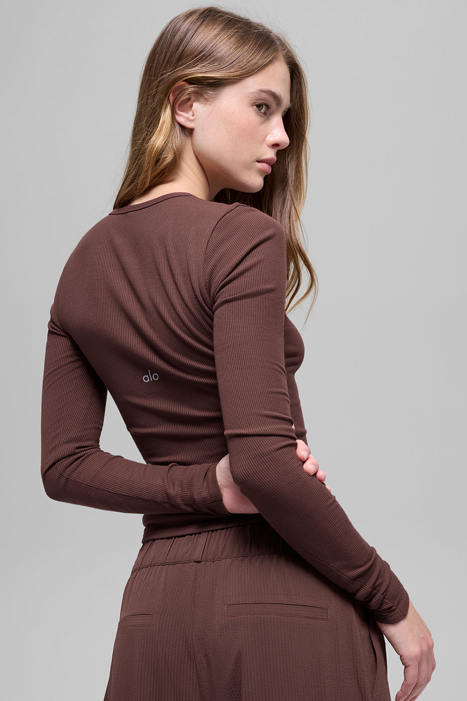 Ribbed Modal Long Sleeve - Brownstone image 2