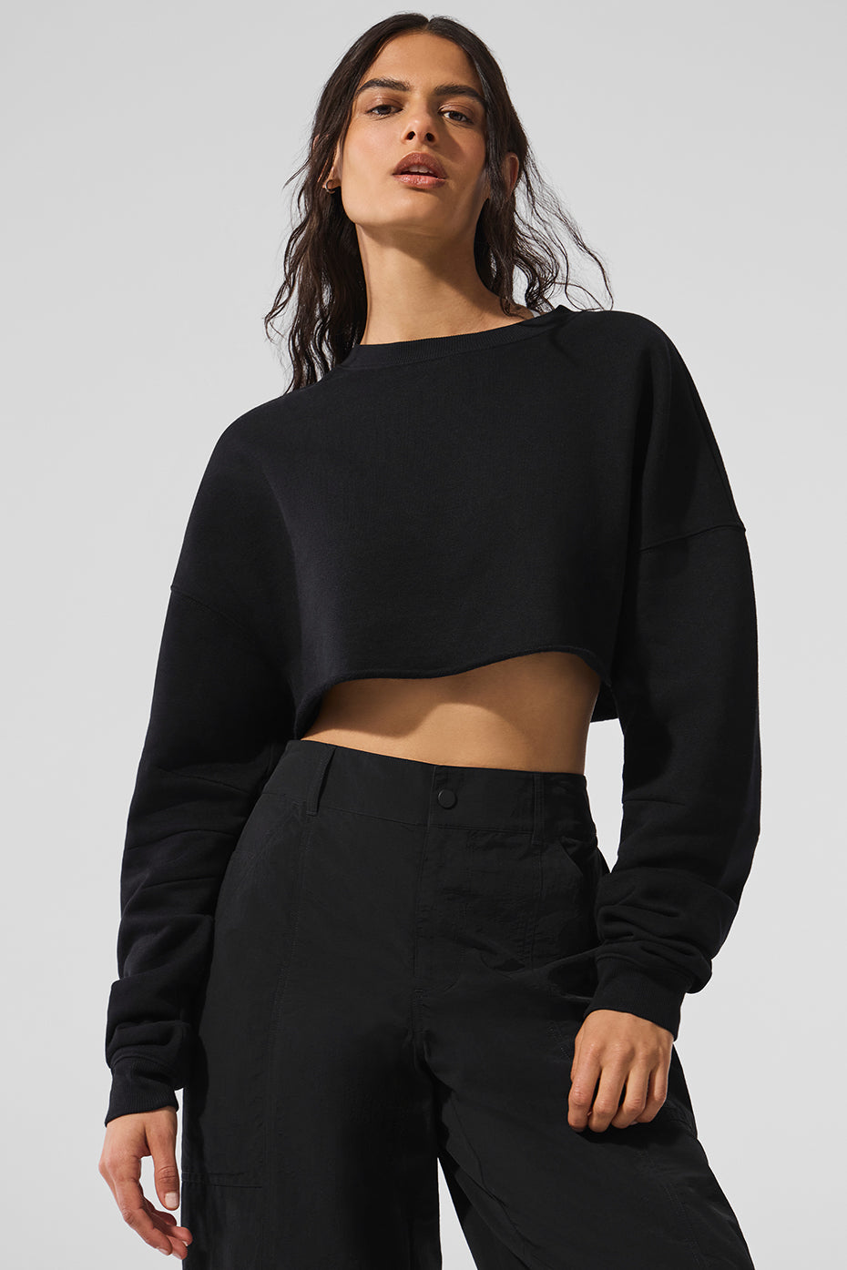 Extreme Cropped Pullover - Black image 1