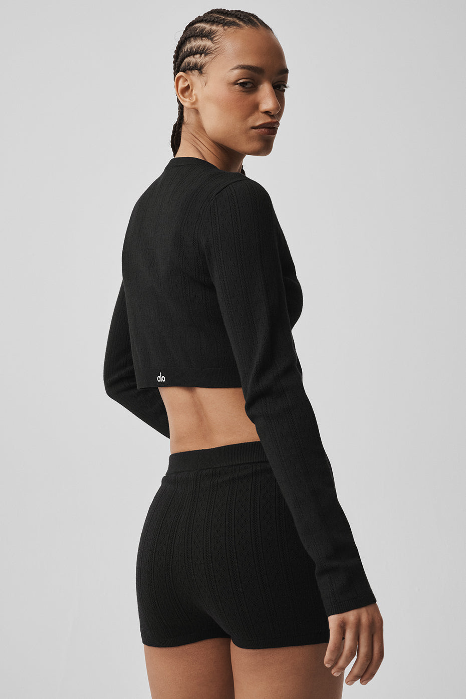 Pointelle Sweater Be Mine Cardigan - Black image 2