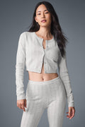 Pointelle Sweater Be Mine Cardigan - Light Grey Heather image 1