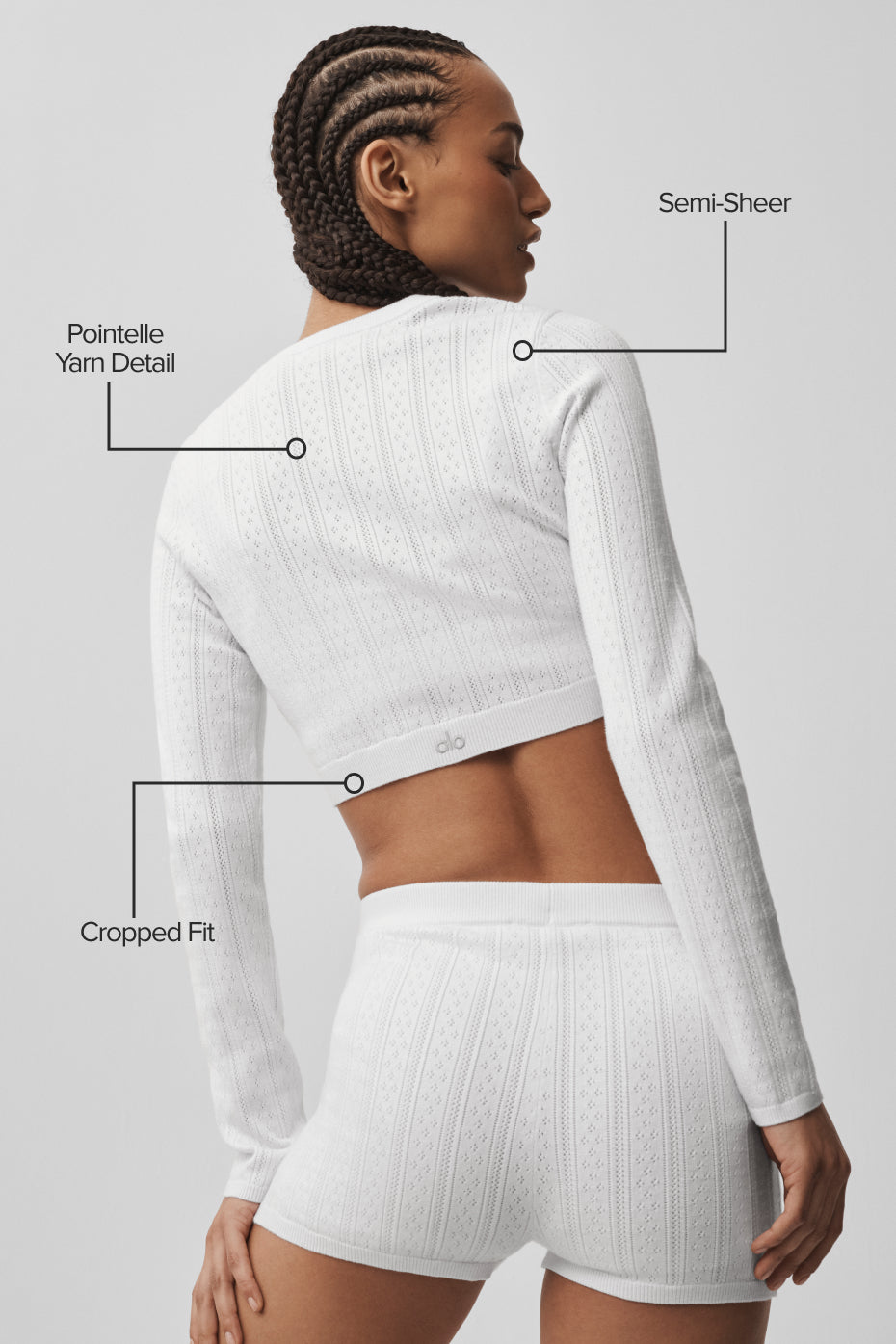 Pointelle Sweater Be Mine Cardigan - Semi Sheer White image 2