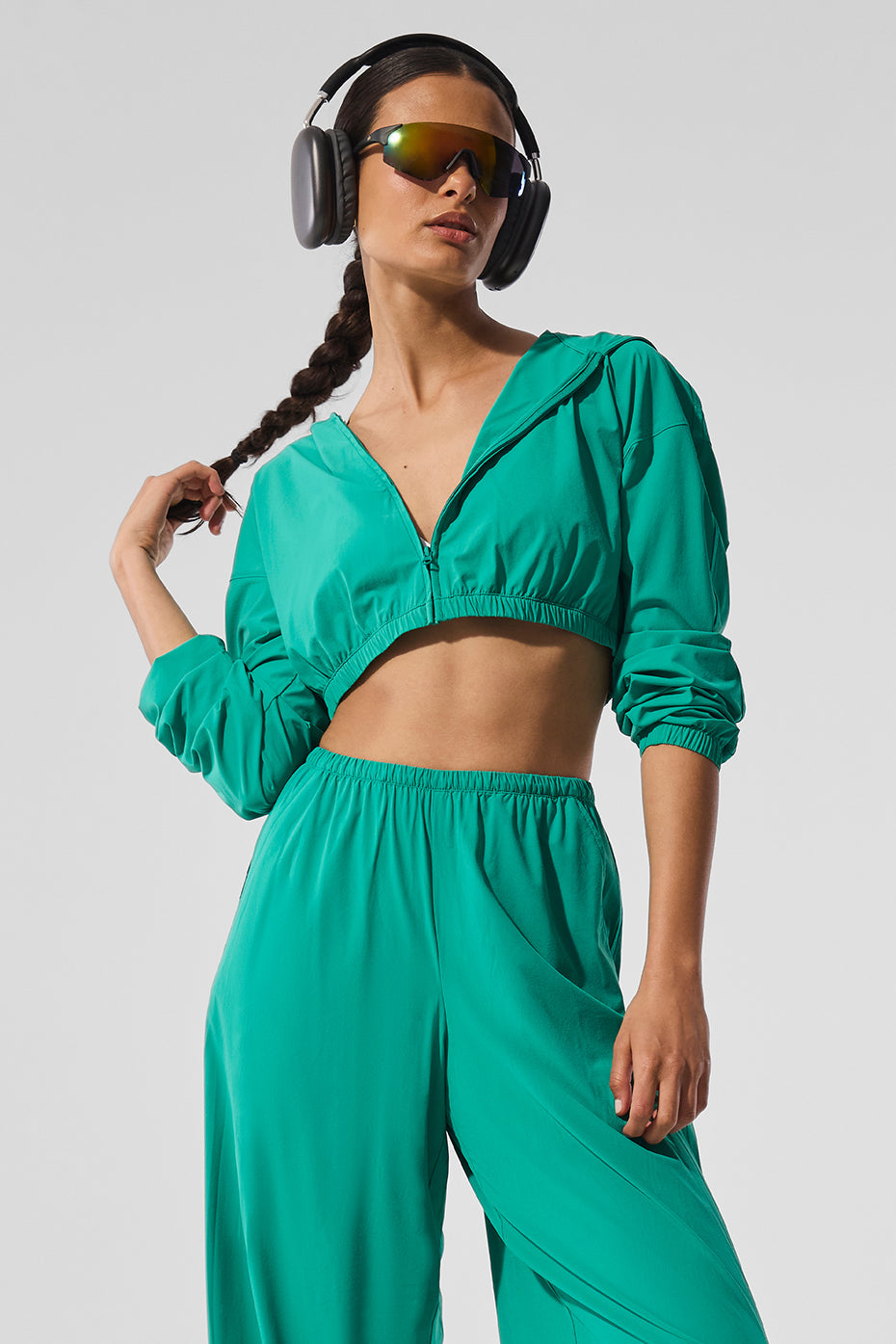 Cropped Breezy Full-Zip Hoodie - Spruce Green image 1