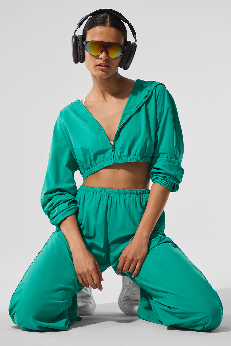 Cropped Breezy Full-Zip Hoodie - Spruce Green image 5