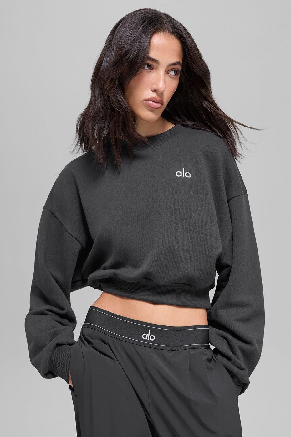 Cropped Accolade Crewneck - Anthracite image 3