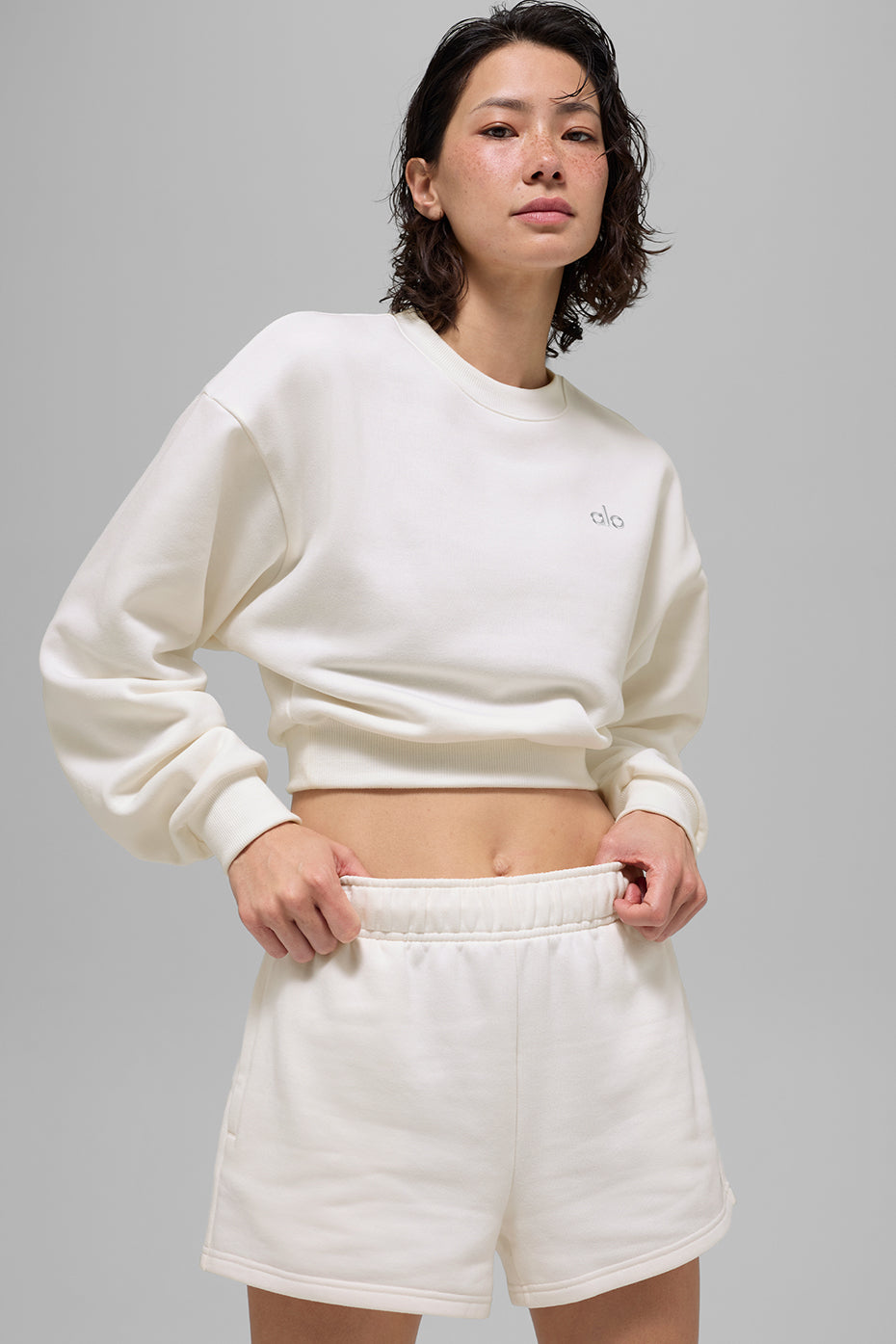 Cropped Accolade Crewneck - Ivory image 1