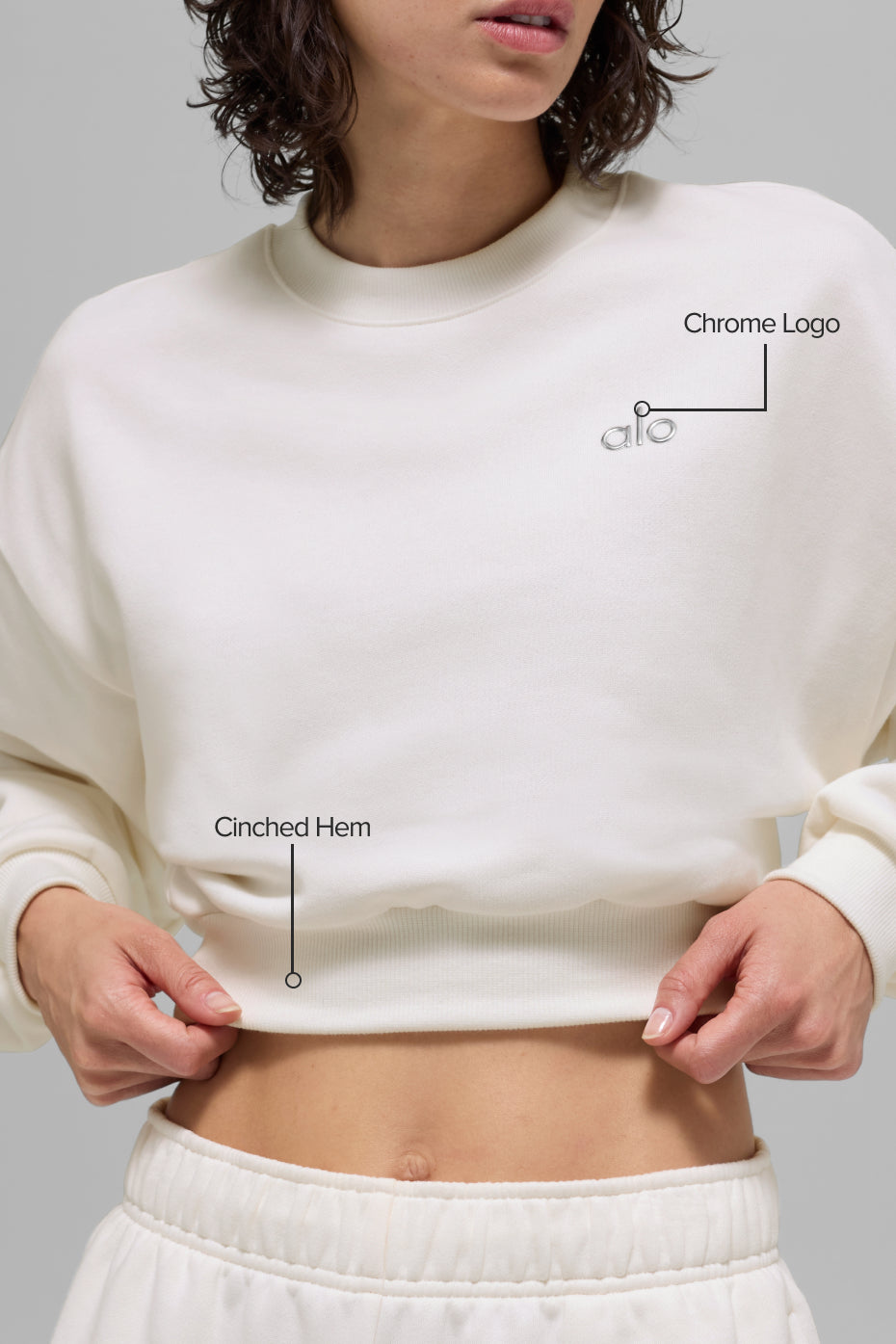 Cropped Accolade Crewneck - Ivory image 2