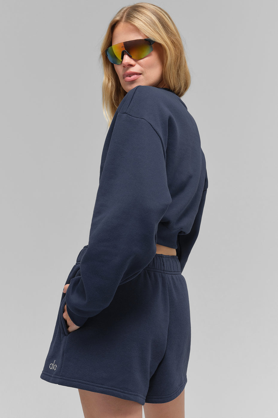 Cropped Accolade Crewneck - Navy image 3