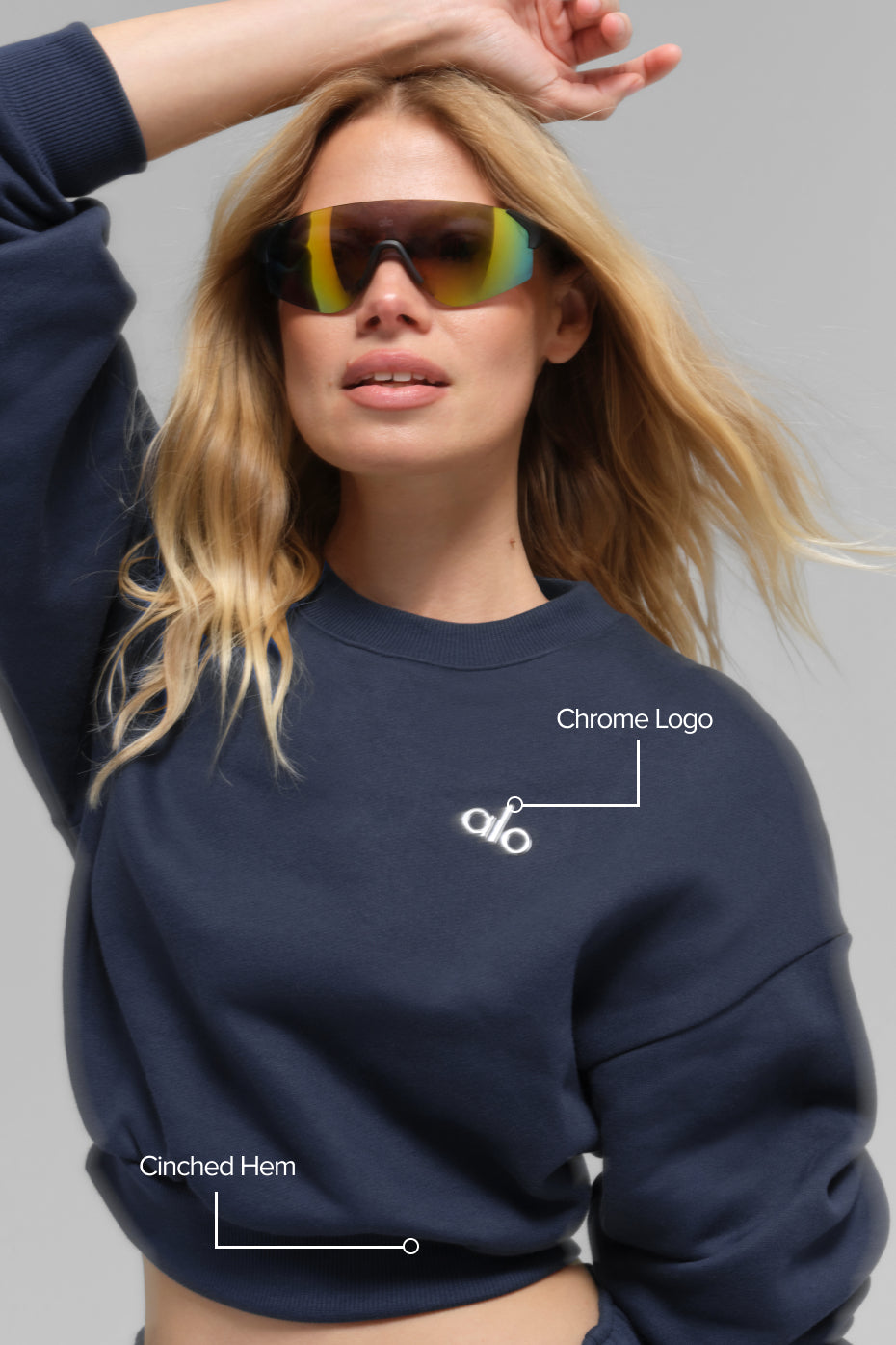 Cropped Accolade Crewneck - Navy image 2