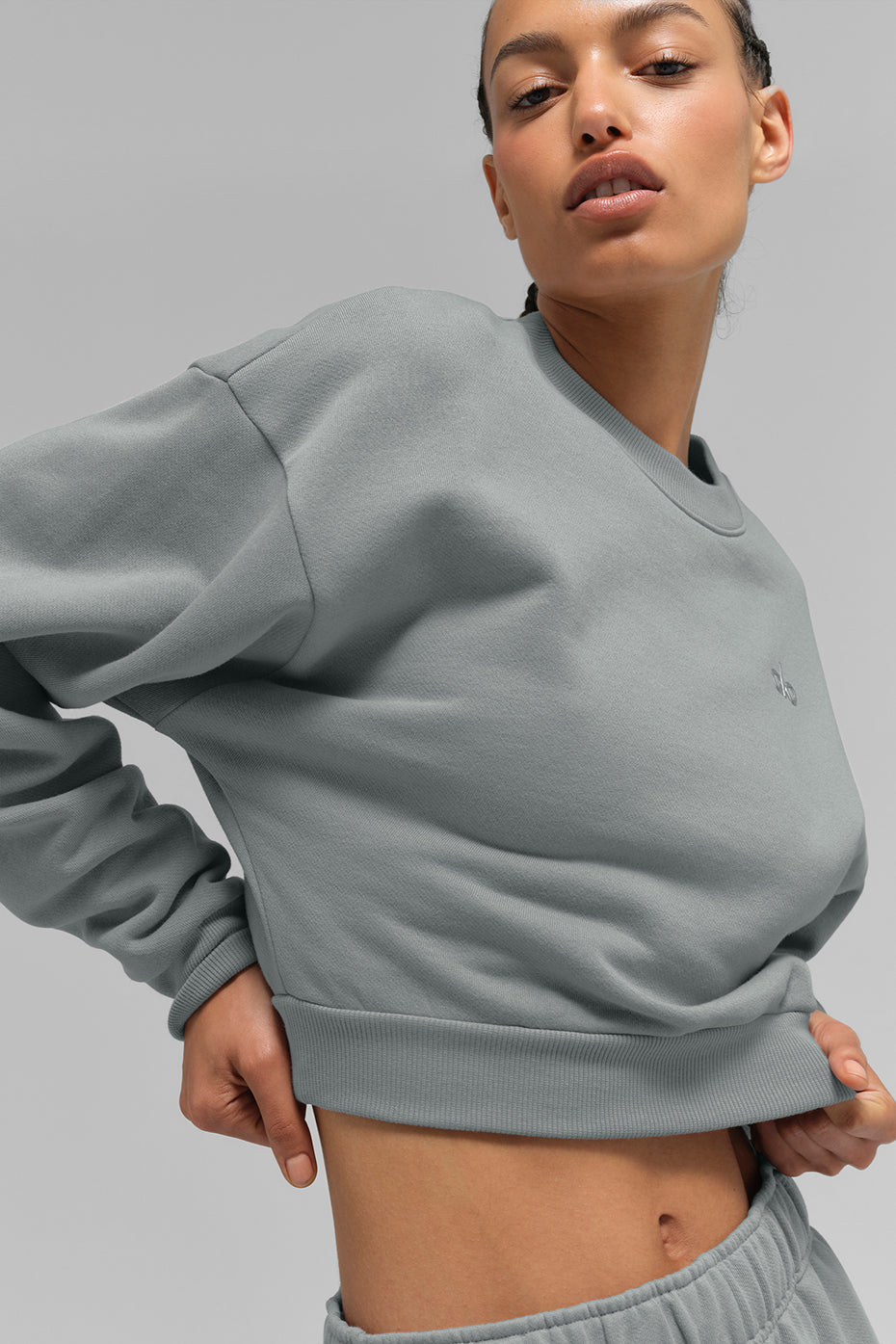 Cropped Accolade Crewneck - Lunar Grey image 4