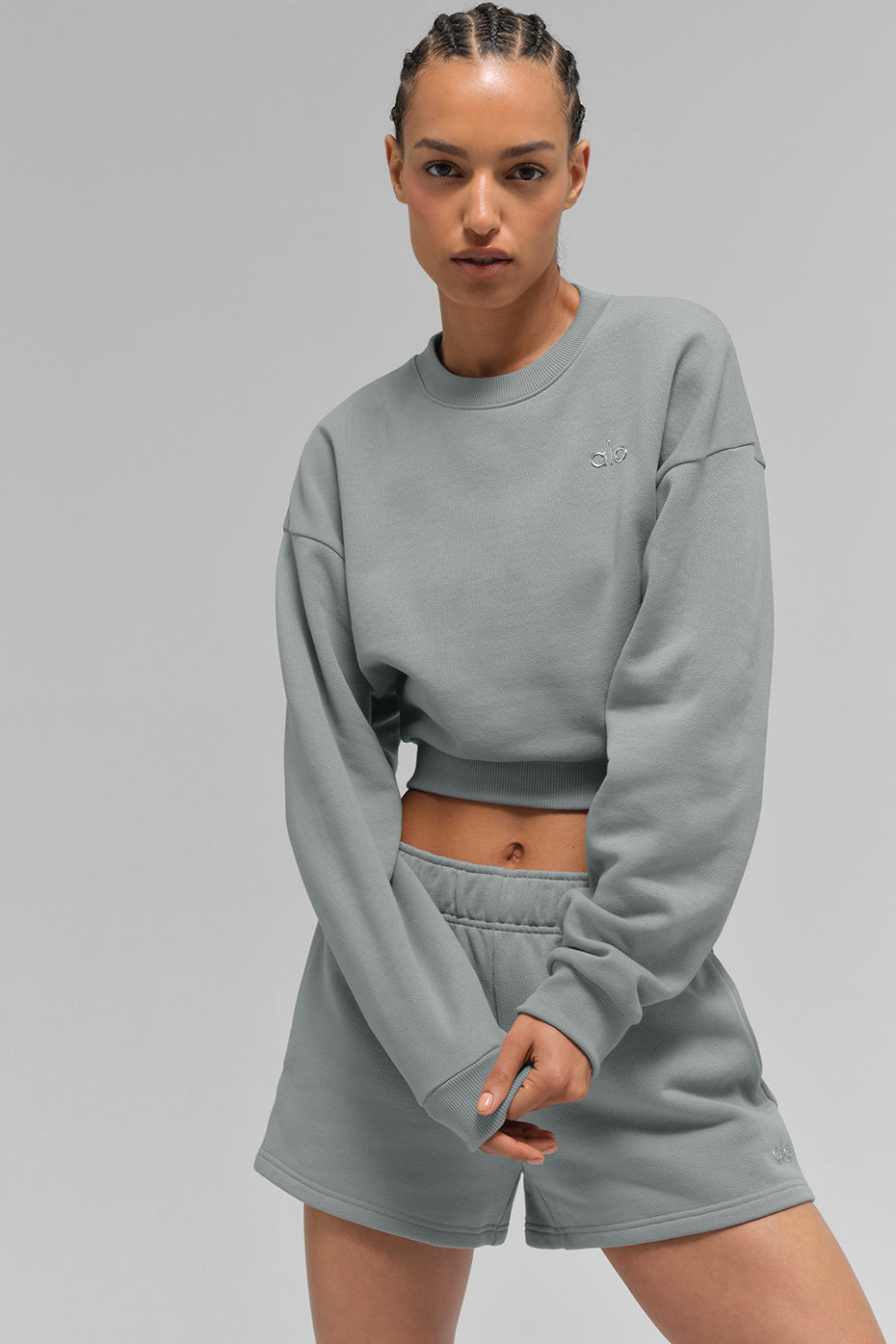 Cropped Accolade Crewneck - Lunar Grey image 1