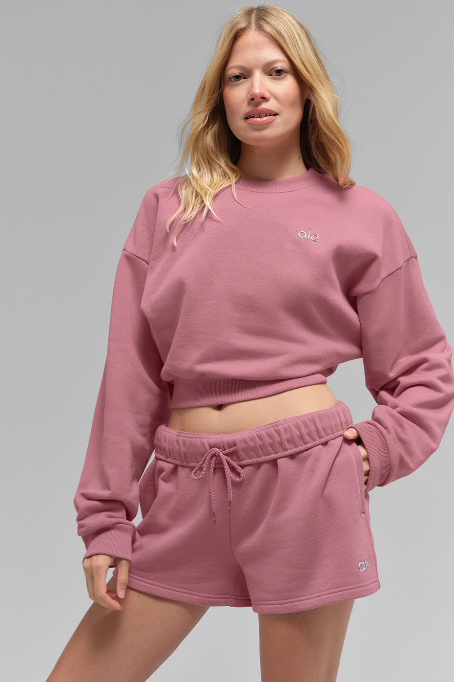 Cropped Accolade Crewneck - Pink Wild Rose image 4