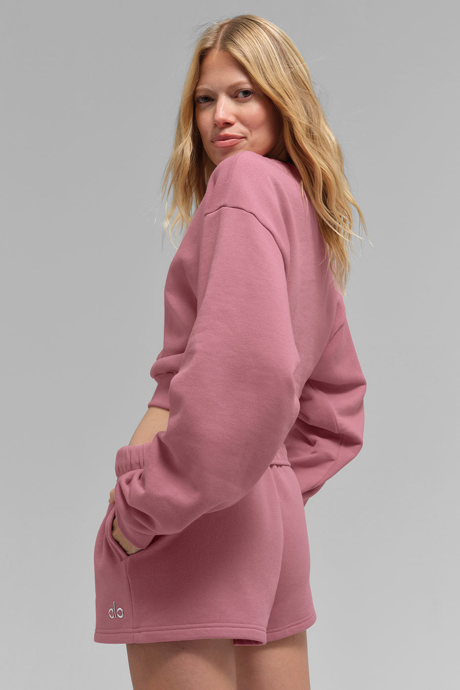 Cropped Accolade Crewneck - Pink Wild Rose image 3
