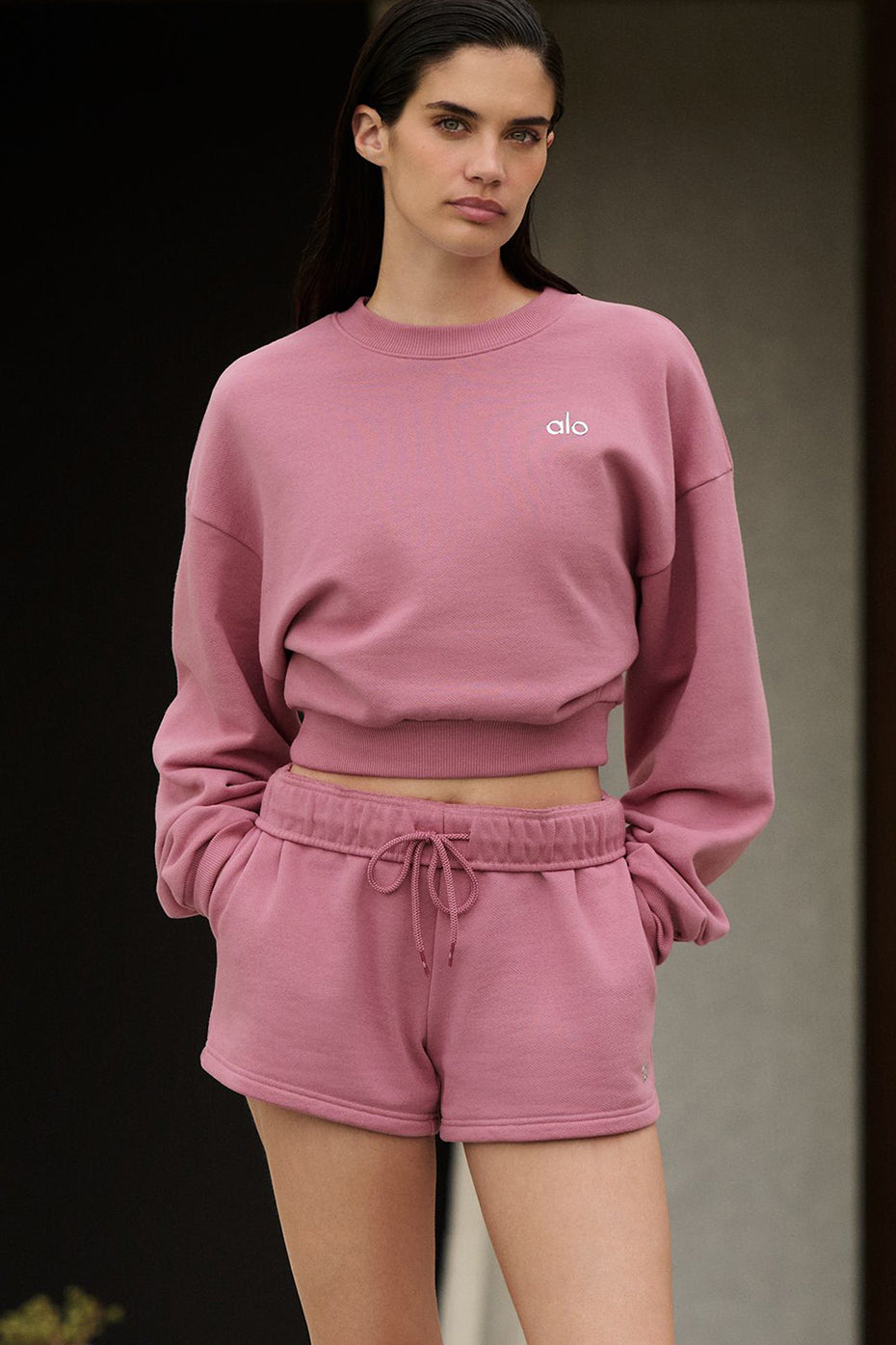 Cropped Accolade Crewneck - Pink Wild Rose image 1