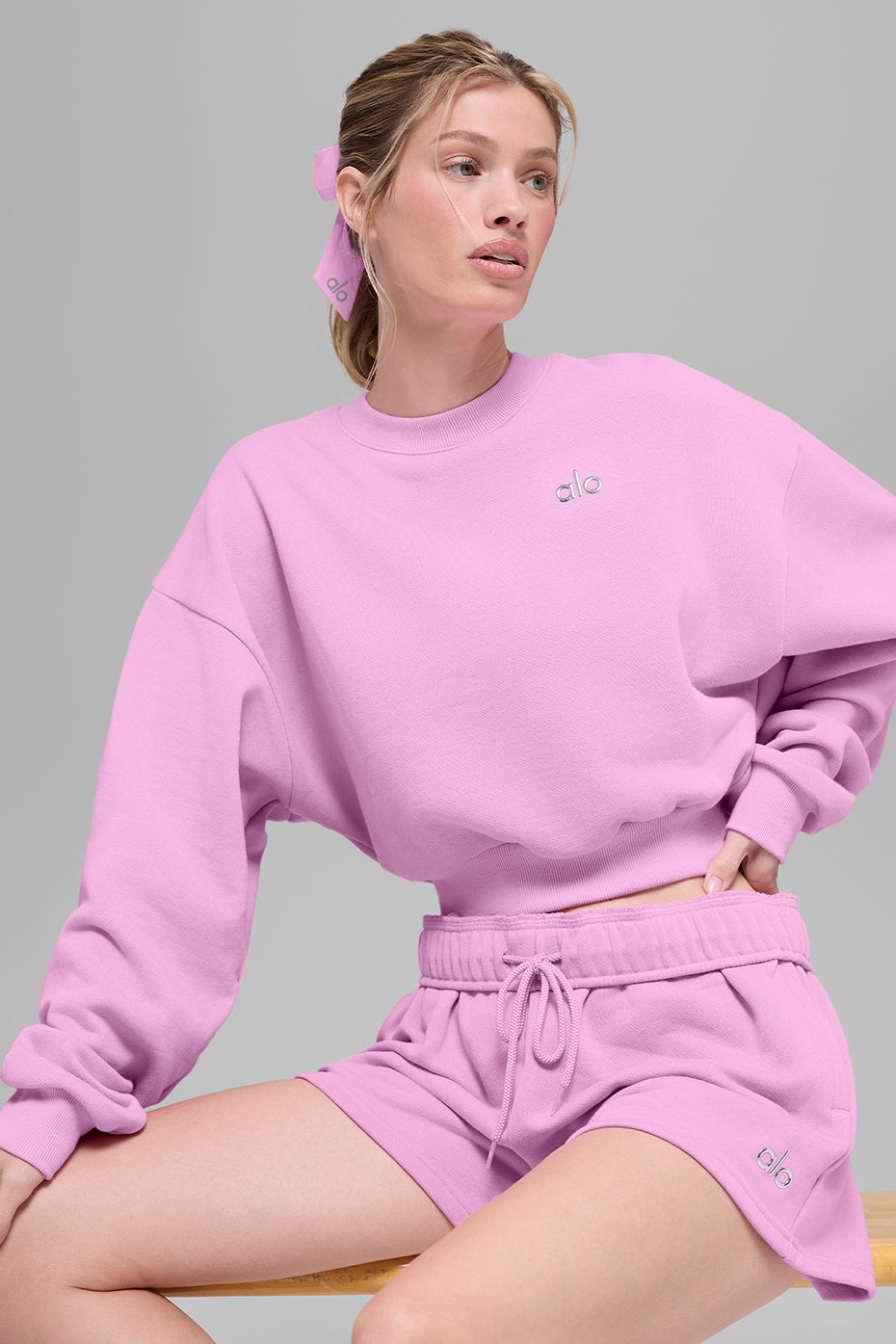 Cropped Accolade Crewneck - Candy Heart Pink image 4