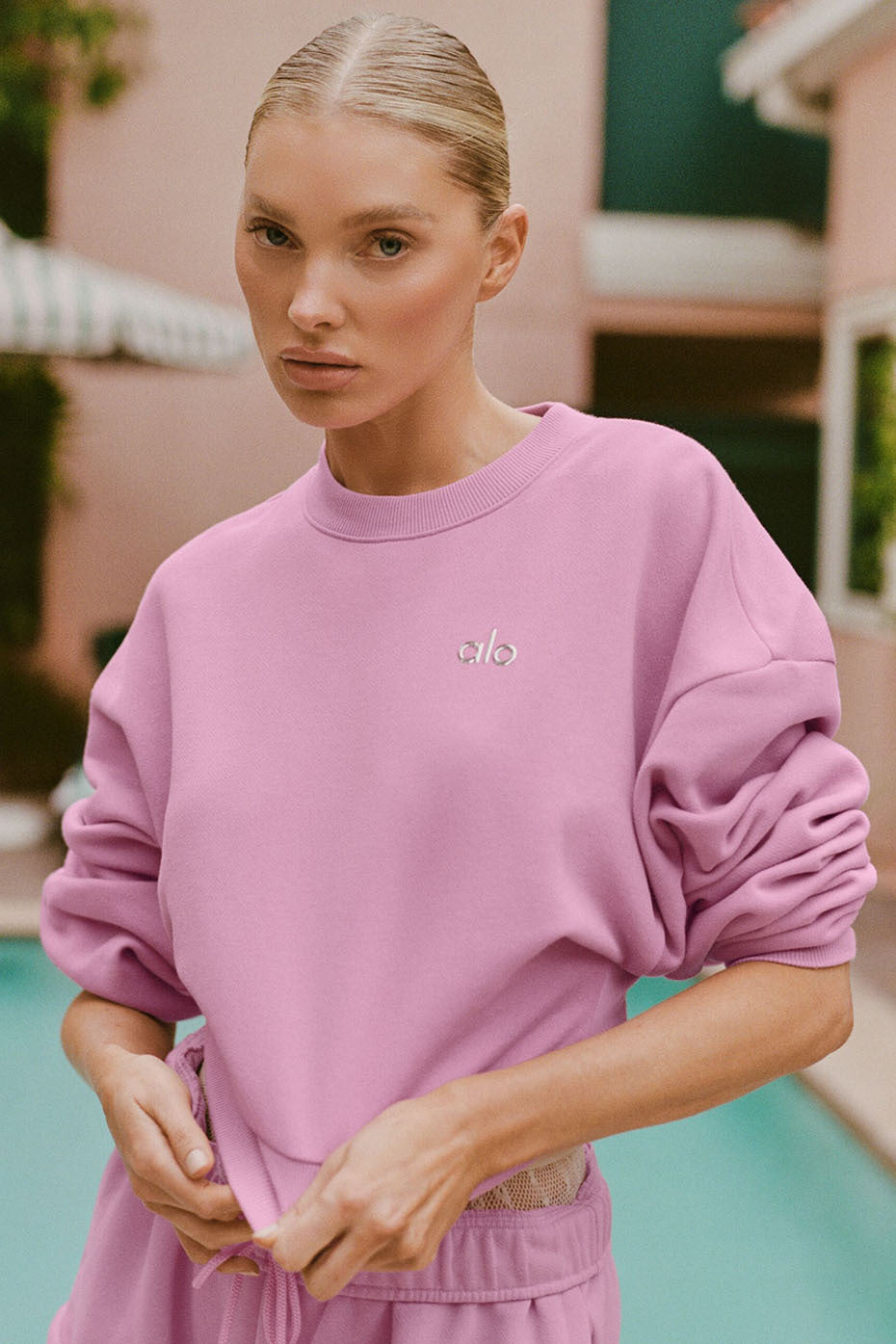 Cropped Accolade Crewneck - Candy Heart Pink image 1