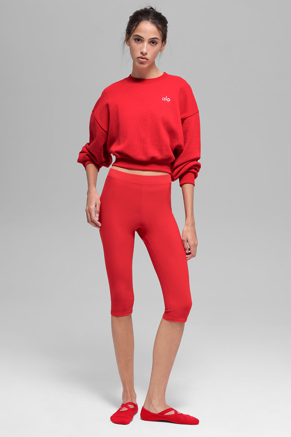 Cropped Accolade Crewneck - Bright Red image 4