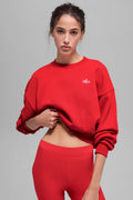 Cropped Accolade Crewneck - Bright Red image 1