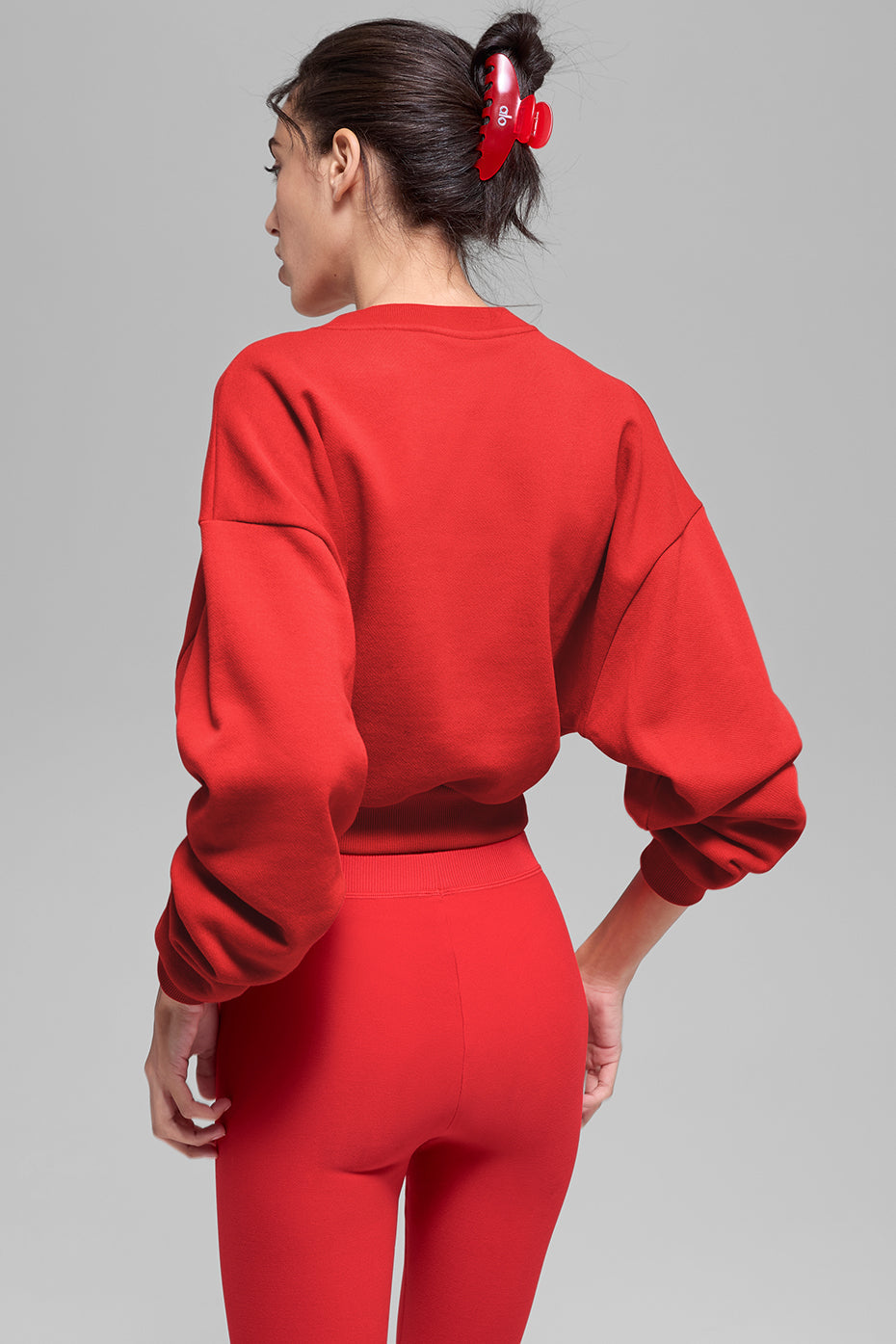 Cropped Accolade Crewneck - Bright Red image 2