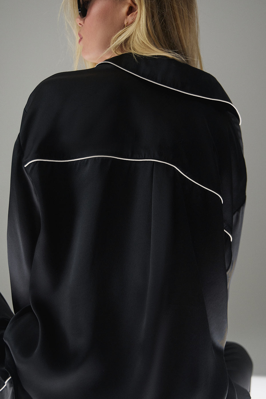 Courchevel Silk Button Down - Black/Ivory image 4