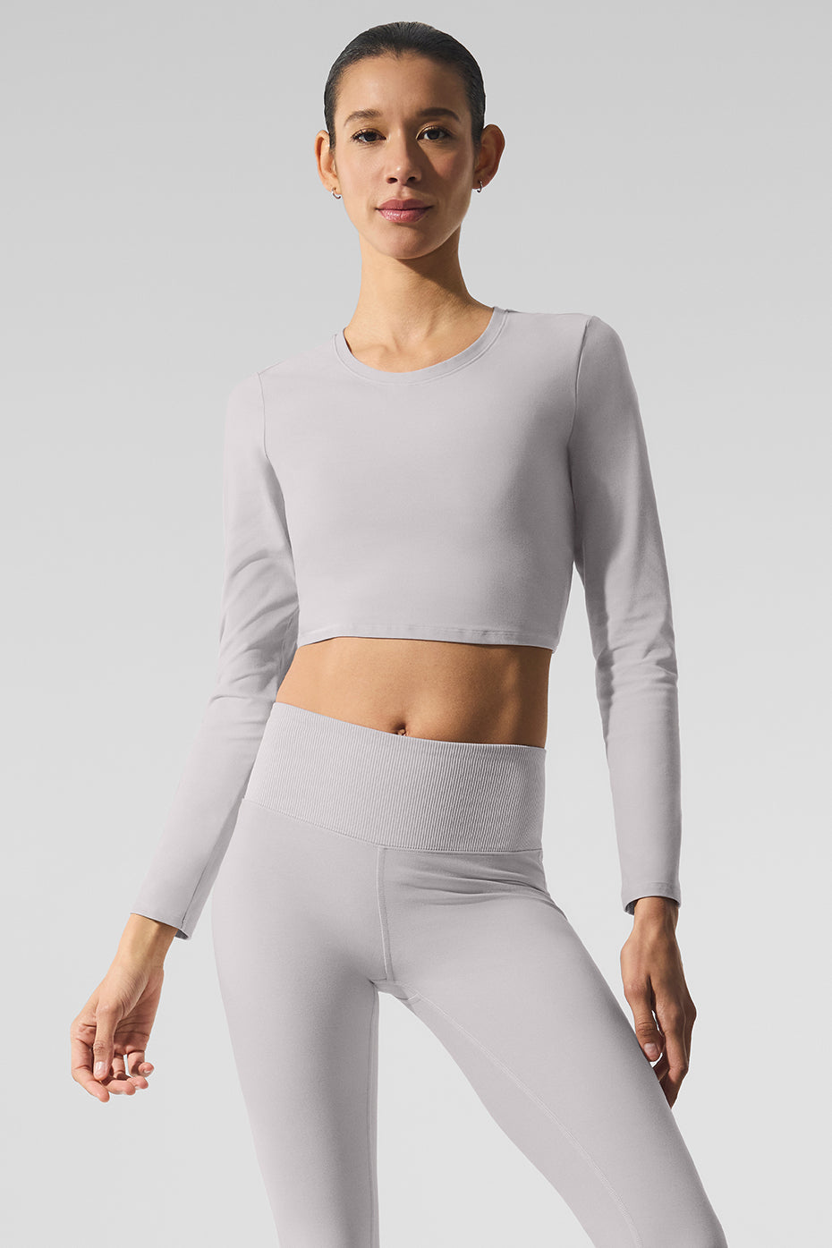 Washed Alosoft Crop Finesse Long Sleeve - Grey Sky Wash image 1